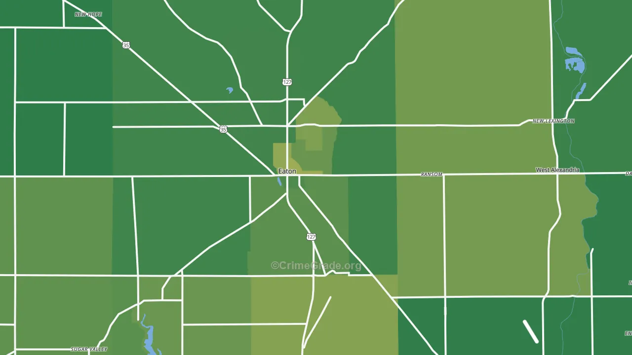 Preble County, OH Map of Vehicle Theft Rates