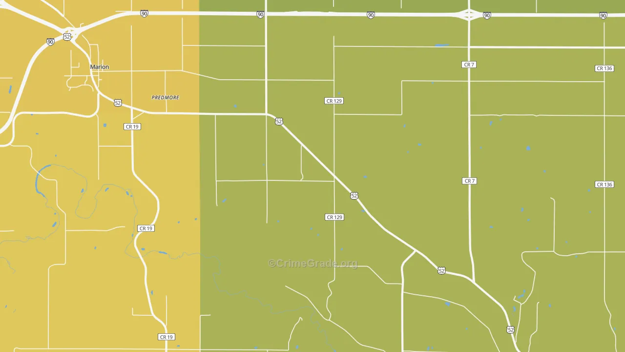 Predmore, MN Map of Vehicle Theft Rates
