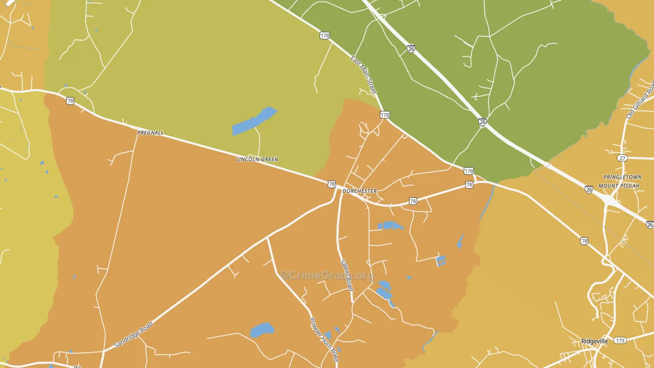 Pregnall, SC Map of Vehicle Theft Rates