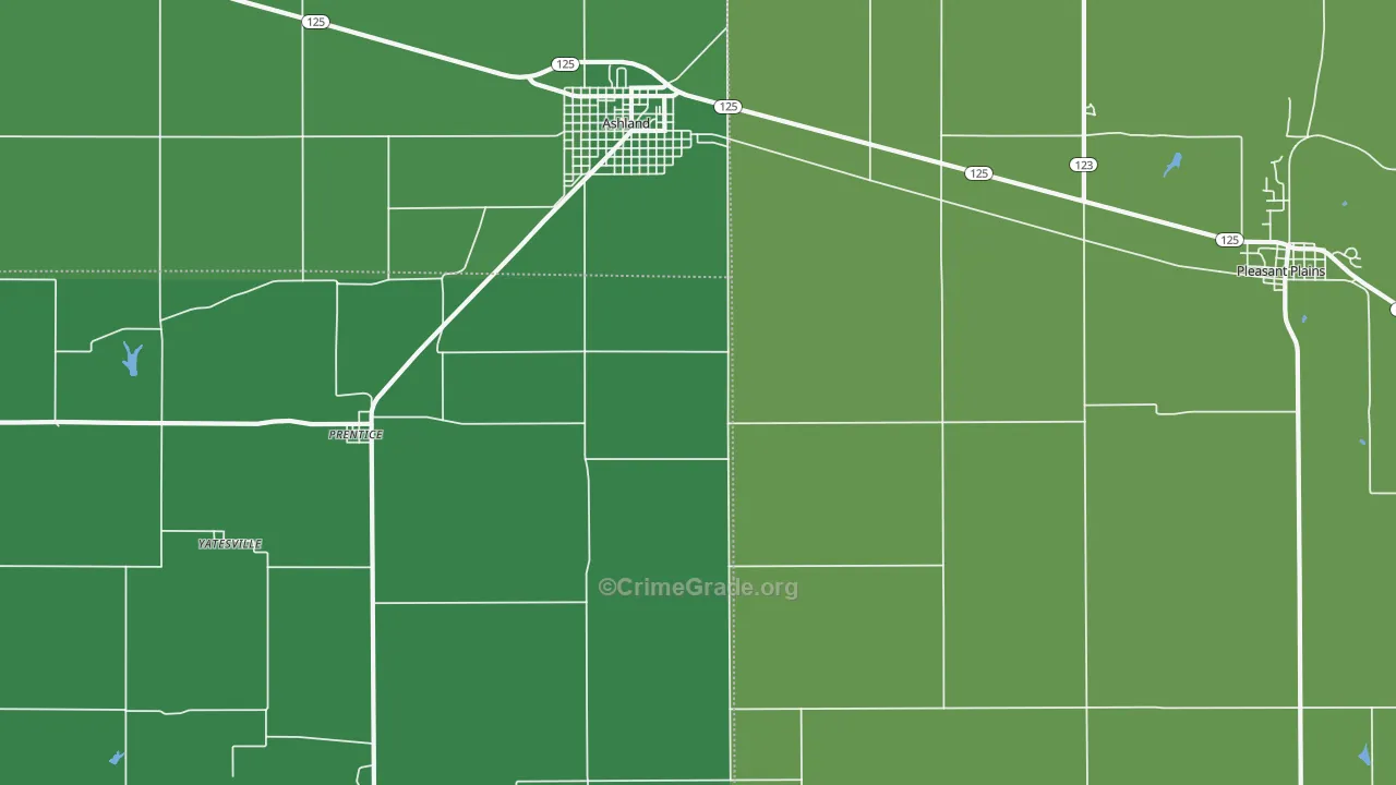 Prentice, IL Map of Vehicle Theft Rates