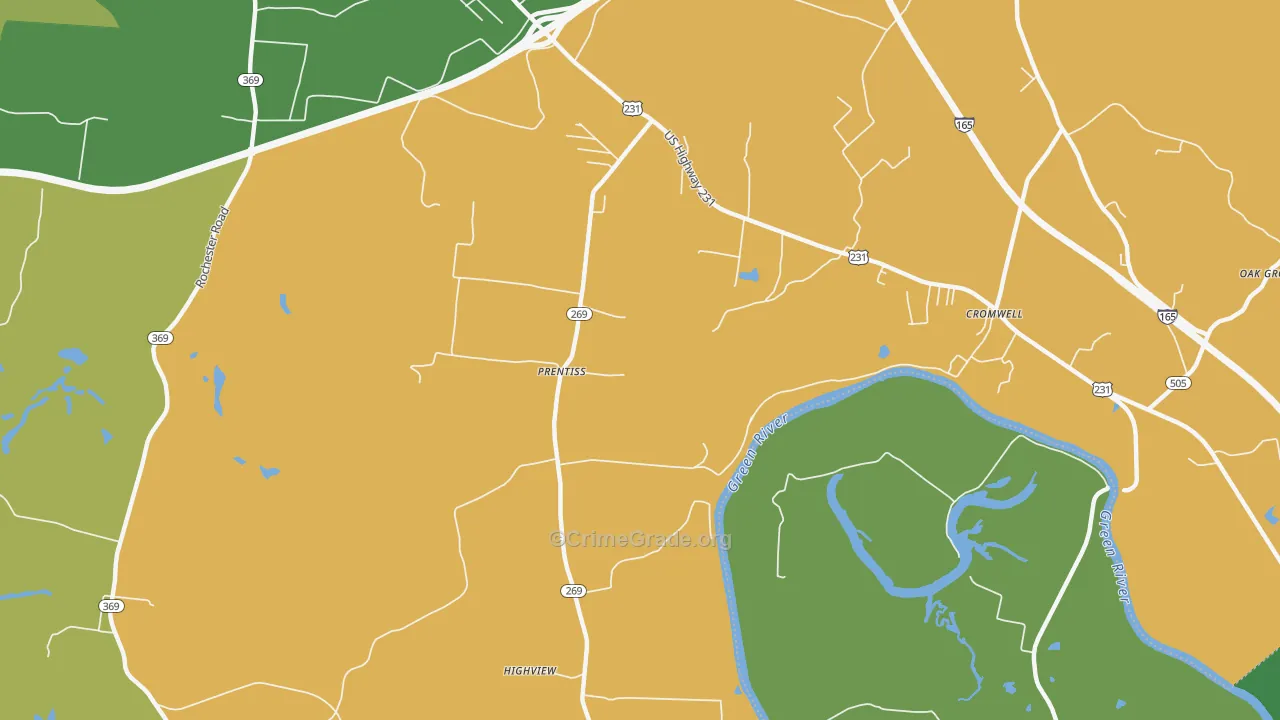 Prentiss, KY Map of Vehicle Theft Rates