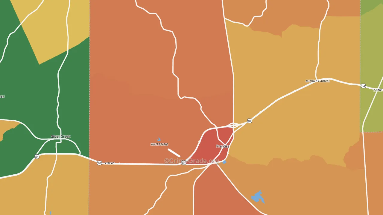 Prentiss, MS Map of Vehicle Theft Rates