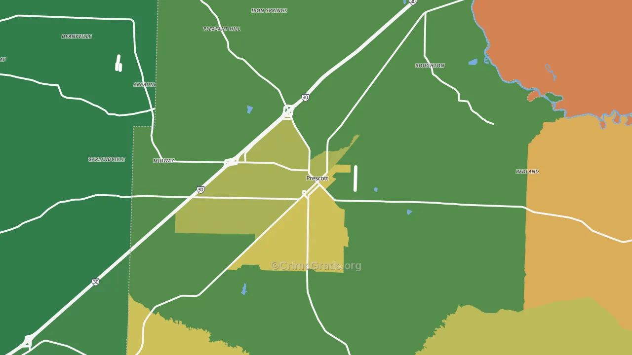 Prescott, AR Map of Vehicle Theft Rates