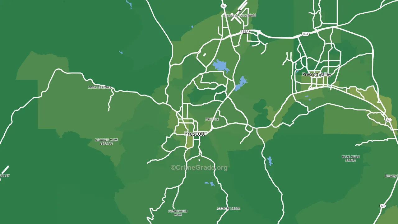 Prescott, AZ Map of Vehicle Theft Rates