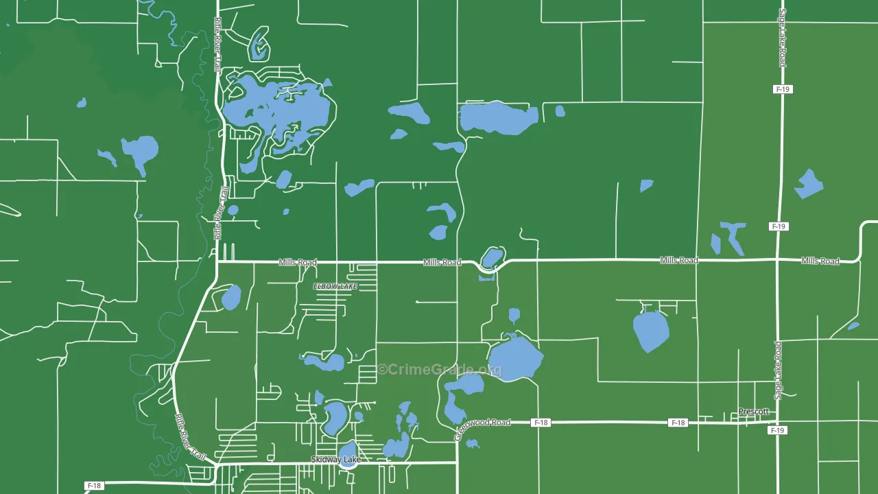 Prescott, MI Map of Vehicle Theft Rates