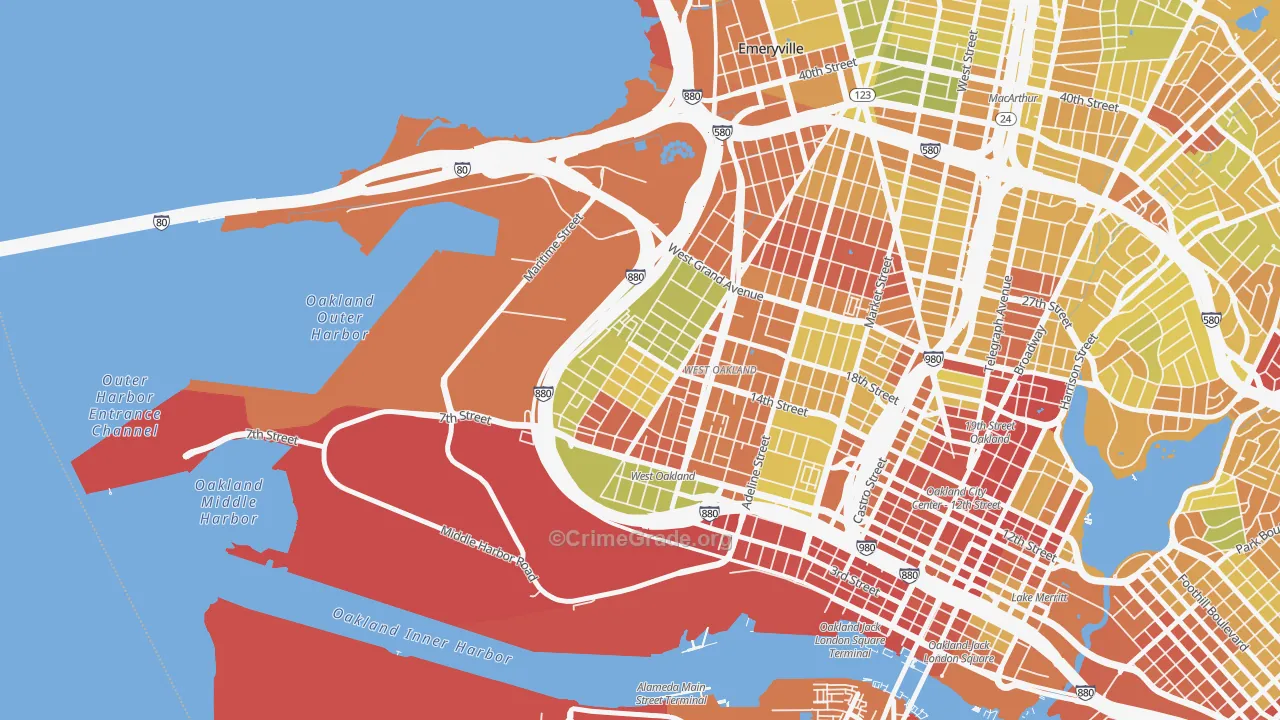 Prescott, Oakland, CA Map of Vehicle Theft Rates