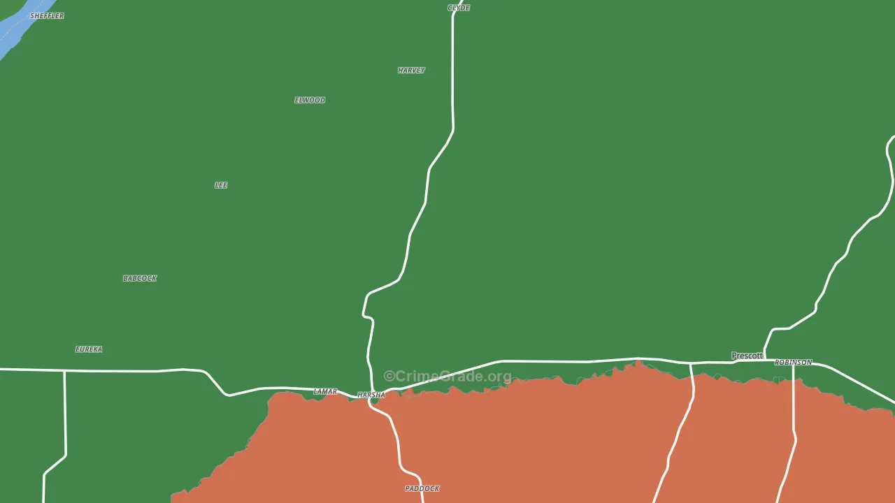 Prescott, WA Map of Vehicle Theft Rates