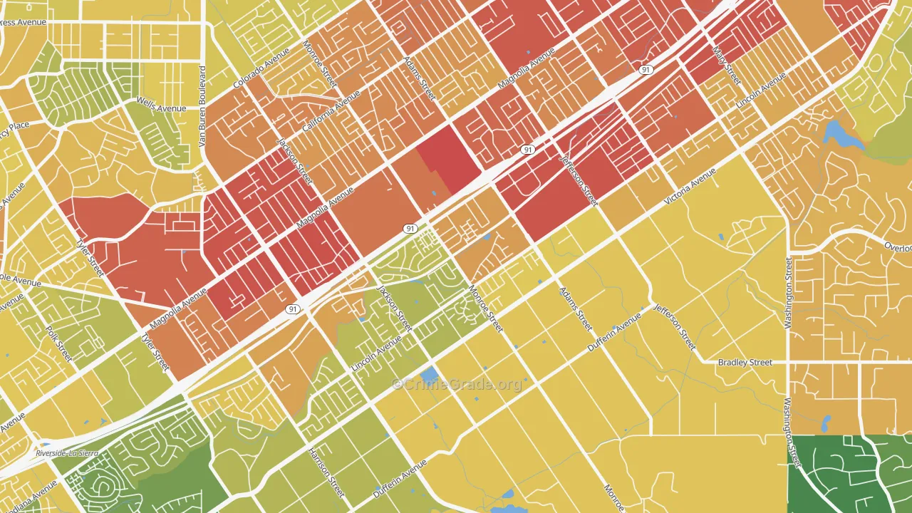 Presidential Park, Riverside, CA Map of Vehicle Theft Rates