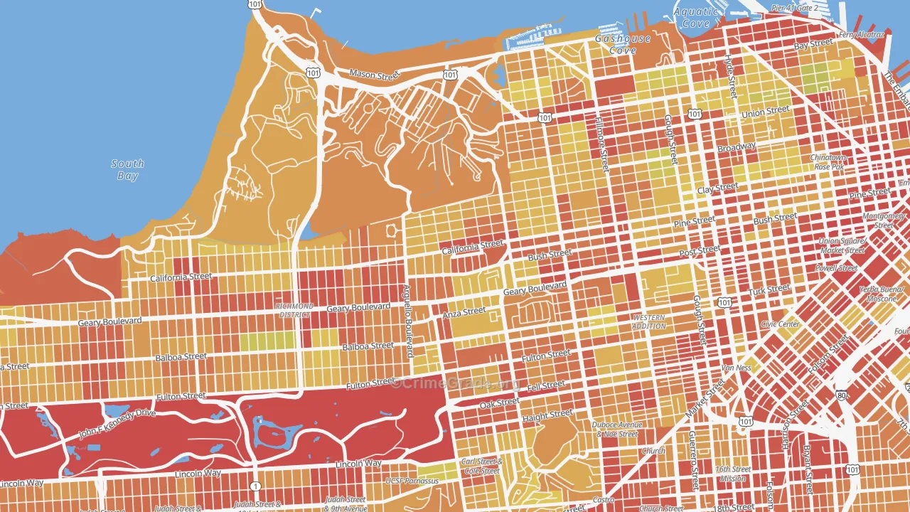 Presidio Heights, San Francisco, CA Map of Vehicle Theft Rates