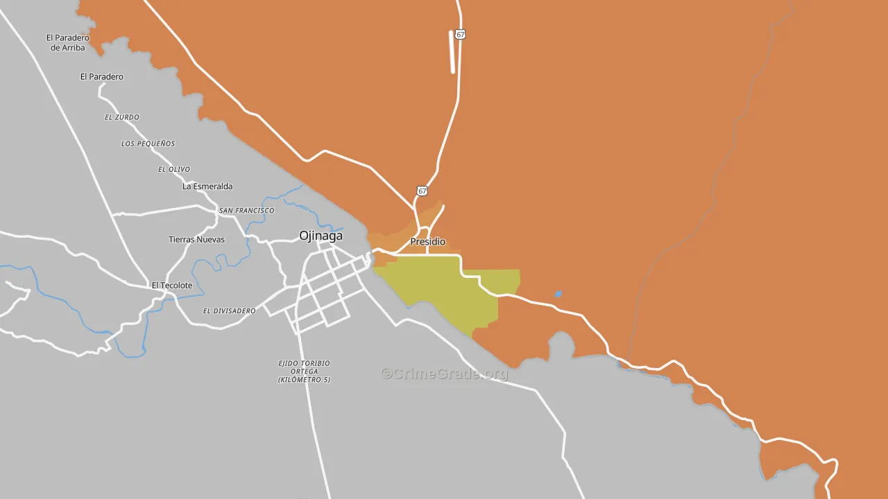 Presidio, TX Map of Vehicle Theft Rates