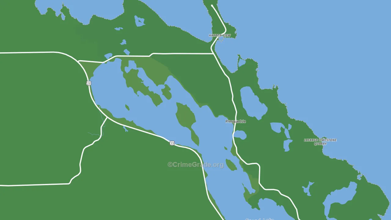 Presque Isle, MI Map of Vehicle Theft Rates