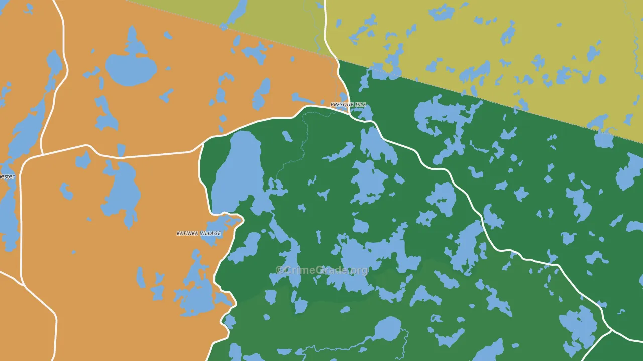 Presque Isle, WI Map of Vehicle Theft Rates