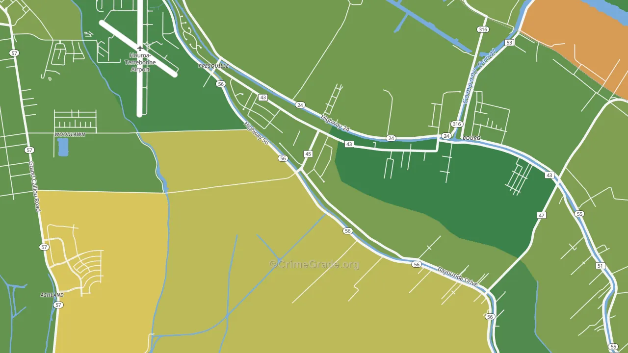 Presquille, LA Map of Vehicle Theft Rates