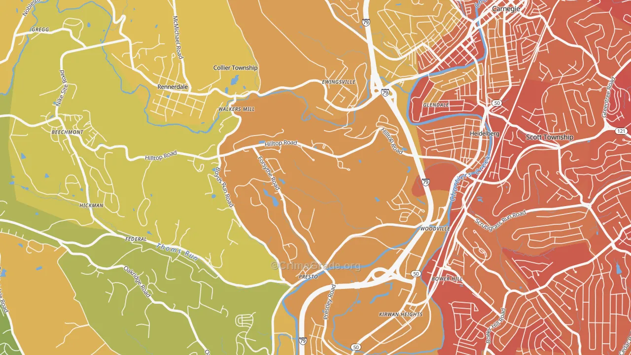 Presto, PA Map of Vehicle Theft Rates
