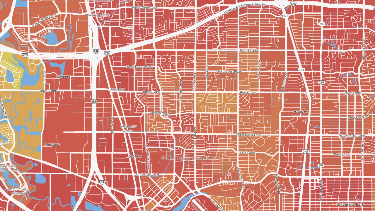 Preston Hollow, Dallas, TX Map of Vehicle Theft Rates