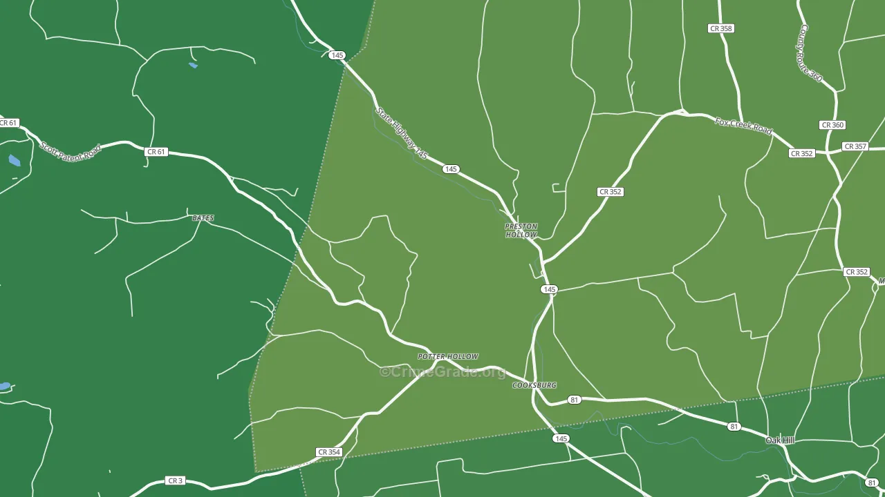 Preston Hollow, NY Map of Vehicle Theft Rates