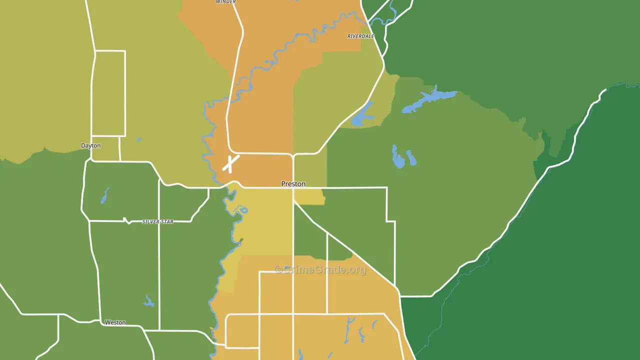 Preston, ID Map of Vehicle Theft Rates