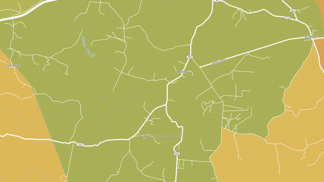 Preston, KY Map of Vehicle Theft Rates