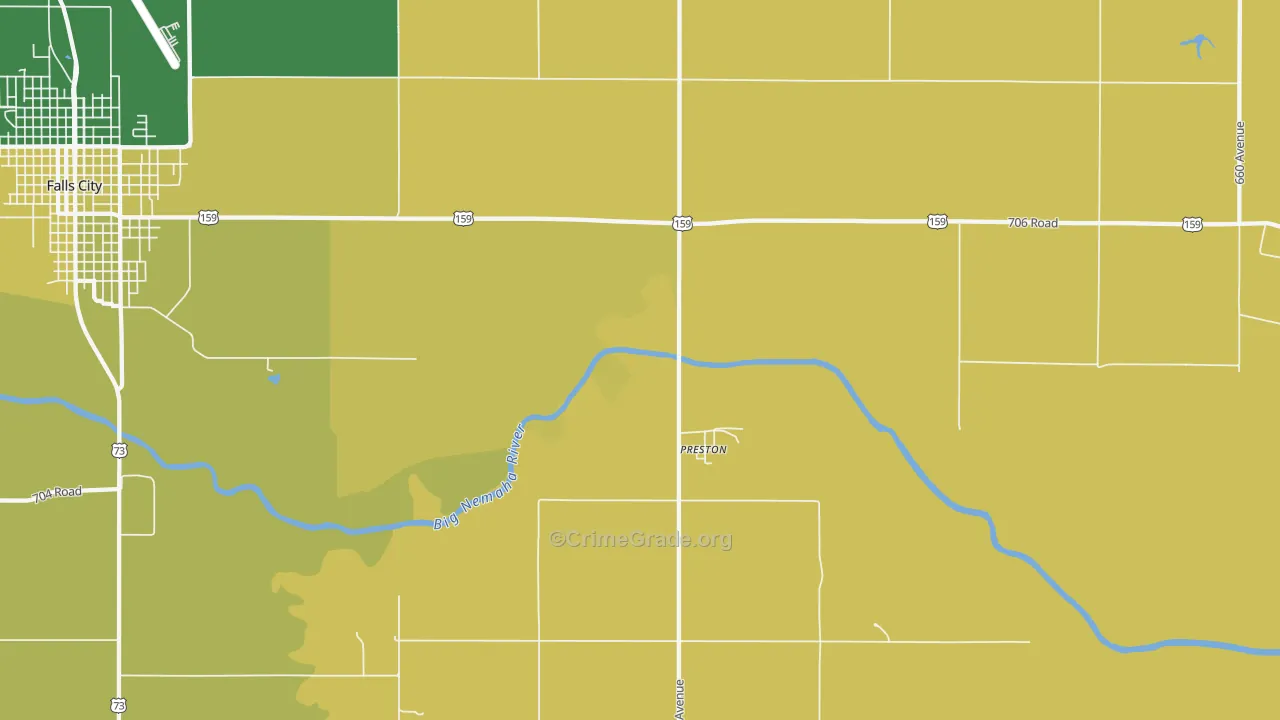 Preston, NE Map of Vehicle Theft Rates