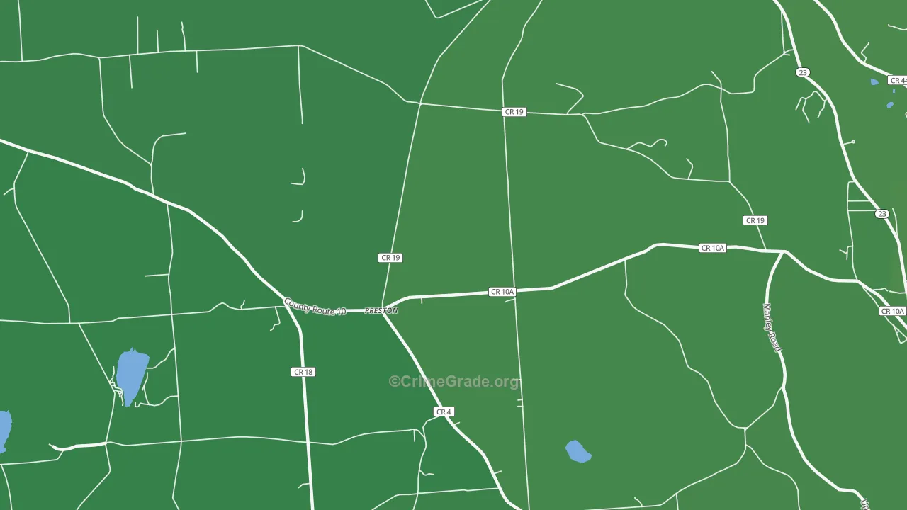 Preston, NY Map of Vehicle Theft Rates