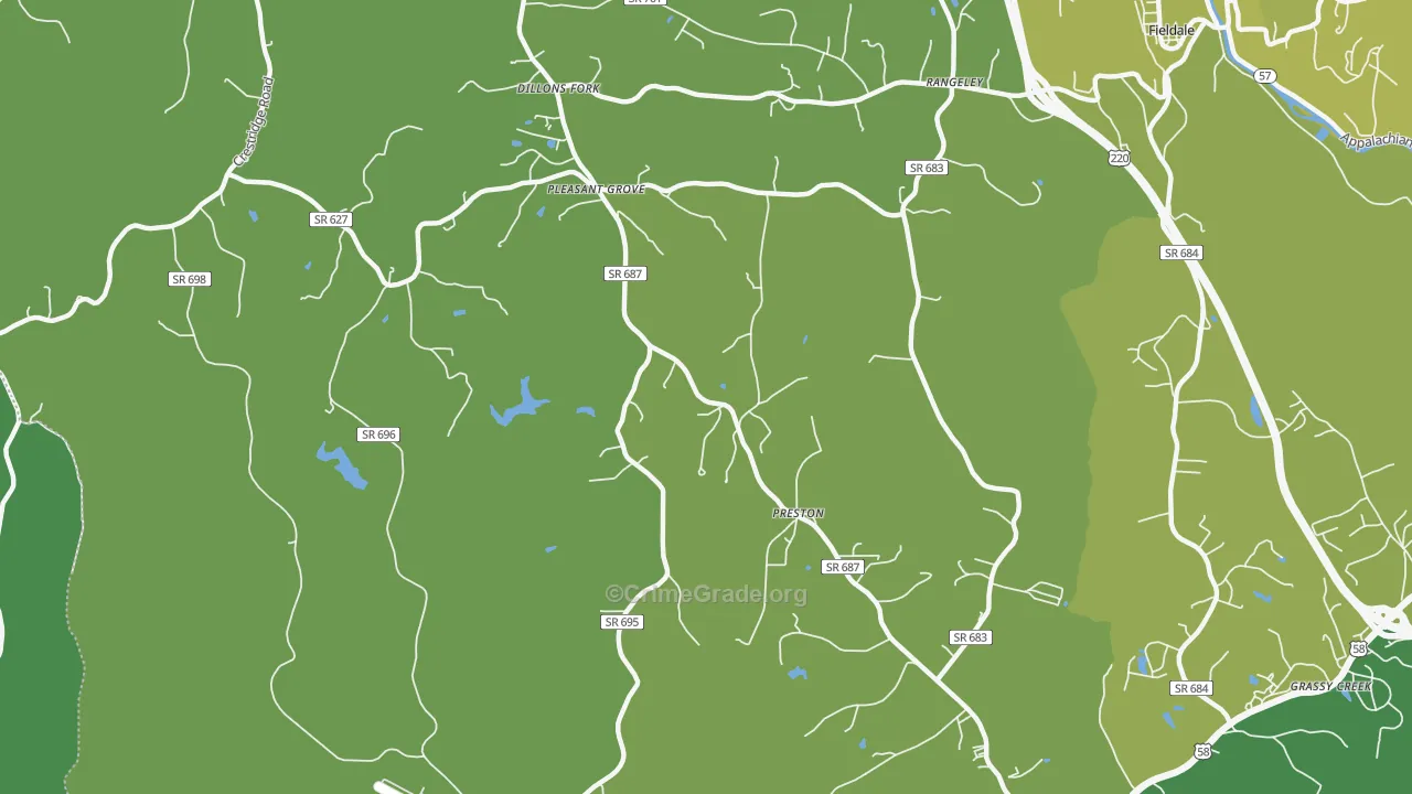 Preston, VA Map of Vehicle Theft Rates
