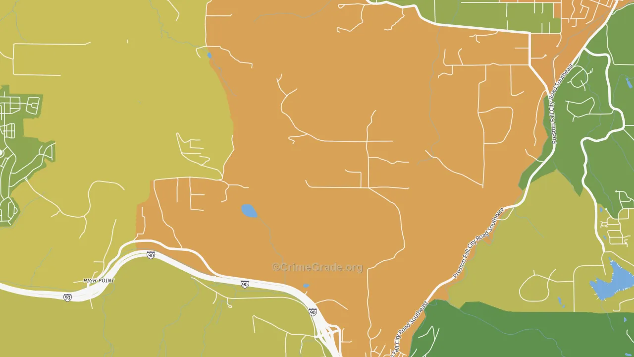 Preston, WA Map of Vehicle Theft Rates