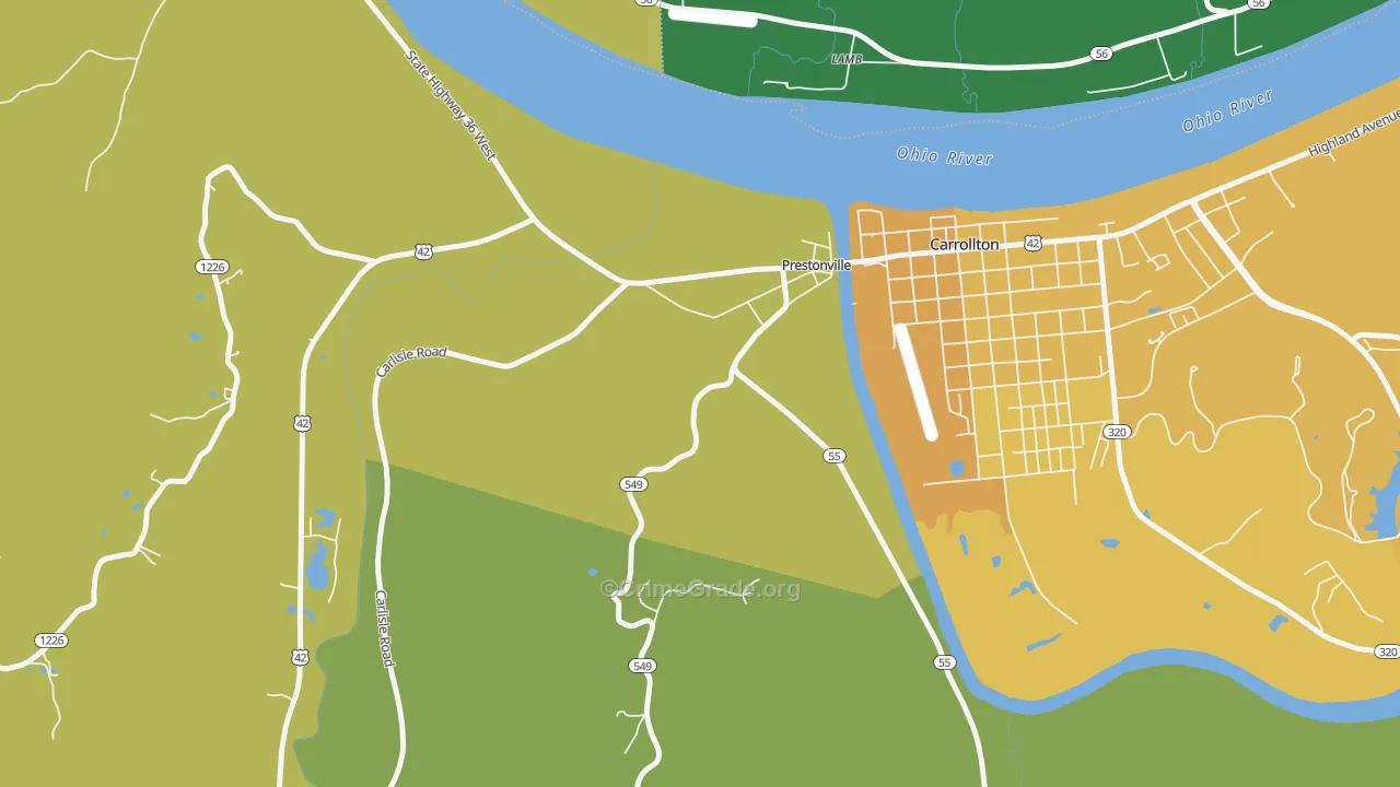 Prestonville, KY Map of Vehicle Theft Rates
