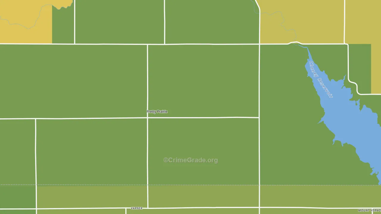 Pretty Prairie, KS Map of Vehicle Theft Rates