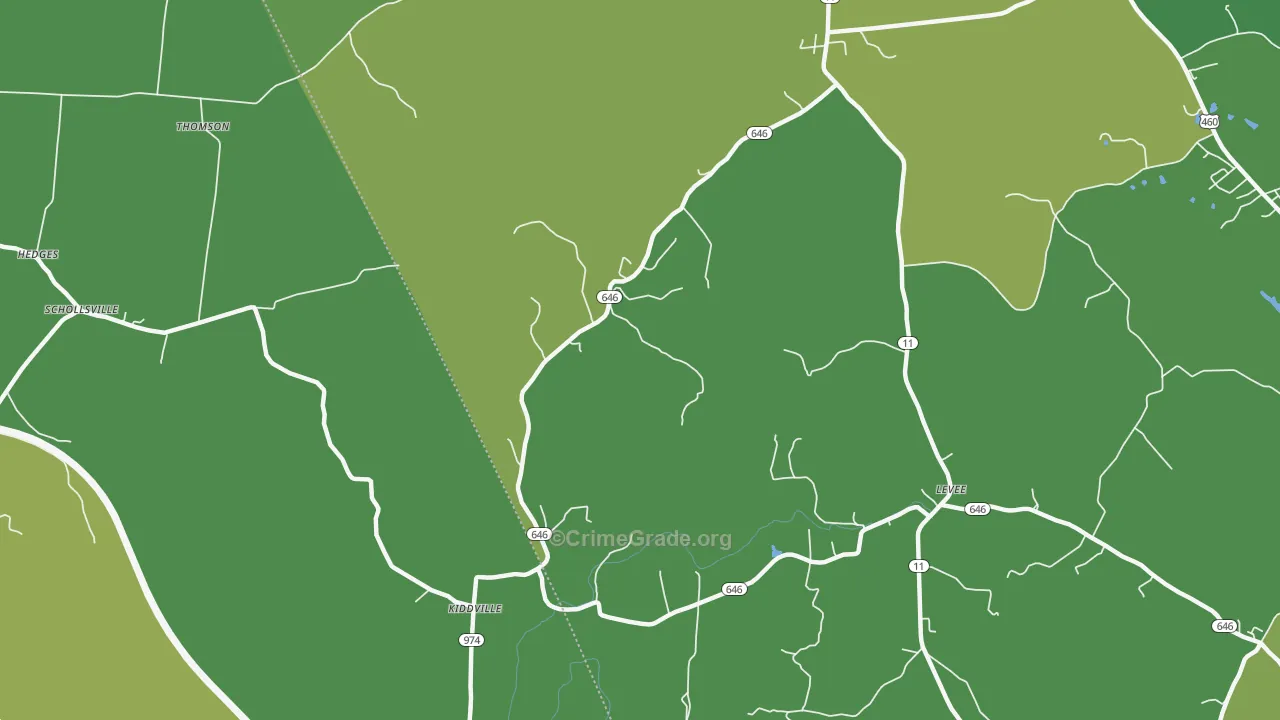 Prewitt, KY Map of Vehicle Theft Rates