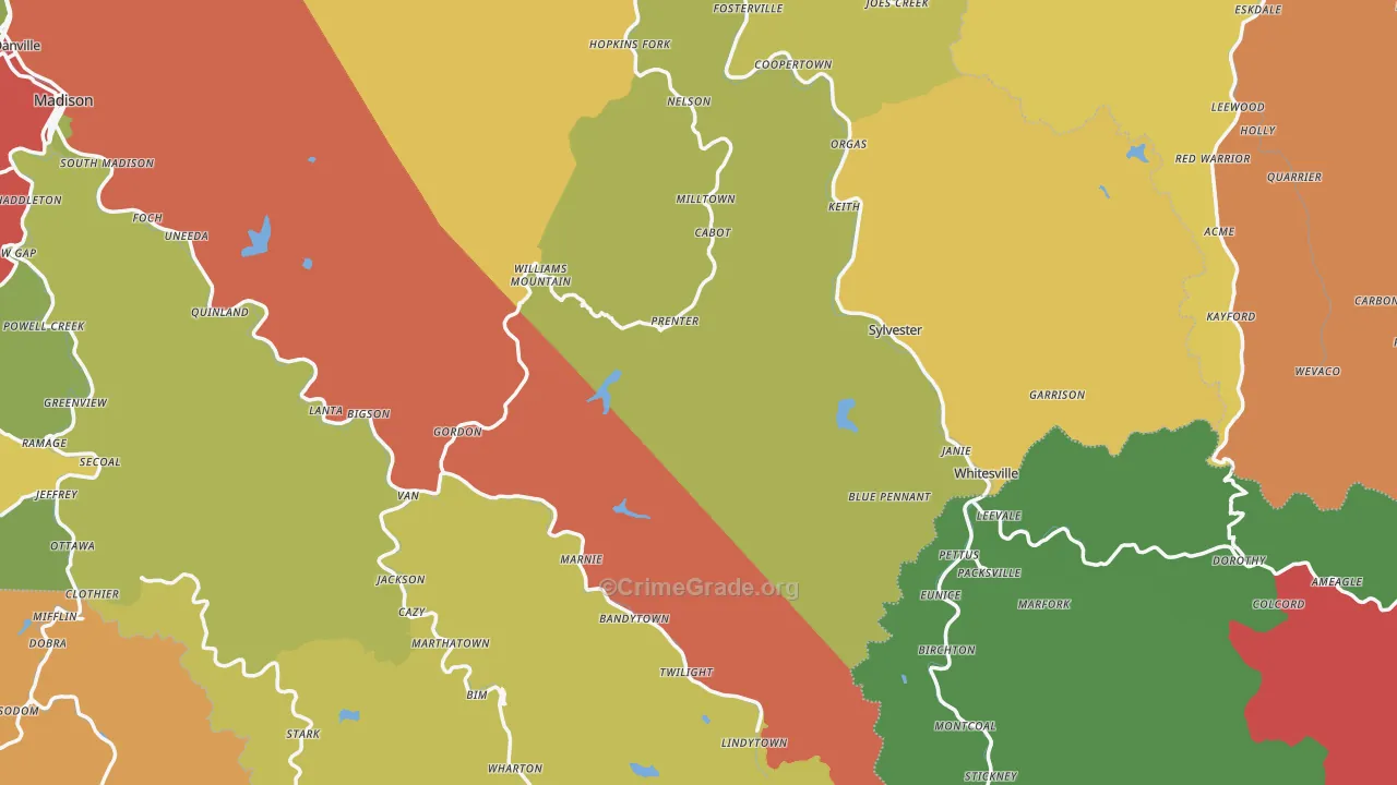 Price Hill, WV Map of Vehicle Theft Rates