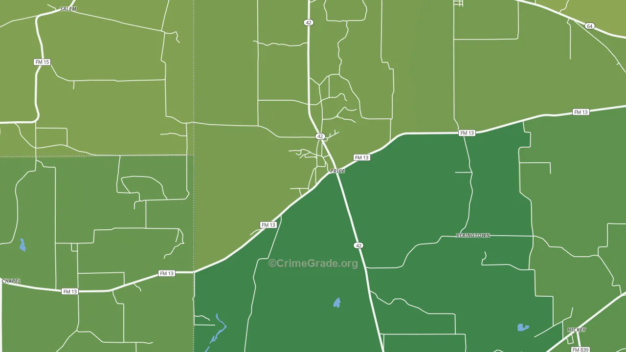 Price, TX Map of Vehicle Theft Rates