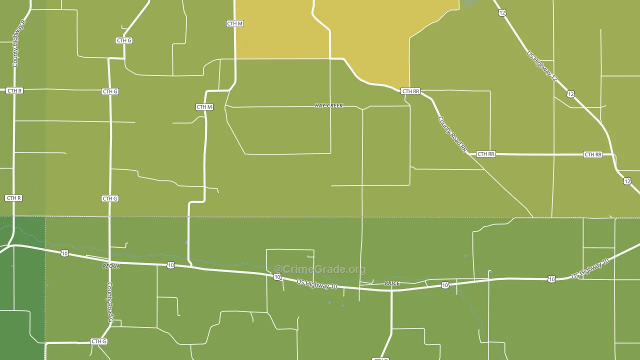 Price, WI Map of Vehicle Theft Rates