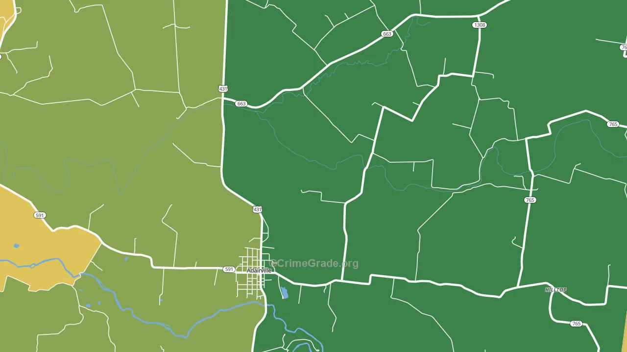 Prices Mill, KY Map of Vehicle Theft Rates