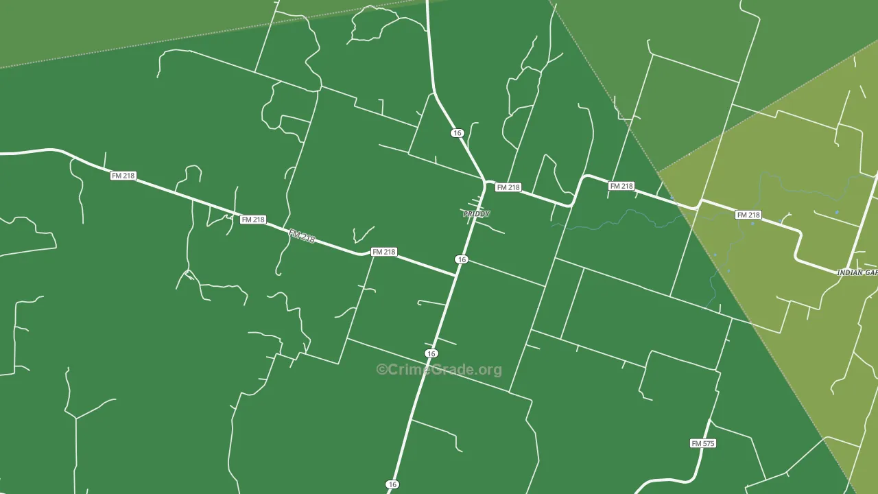 Priddy, TX Map of Vehicle Theft Rates