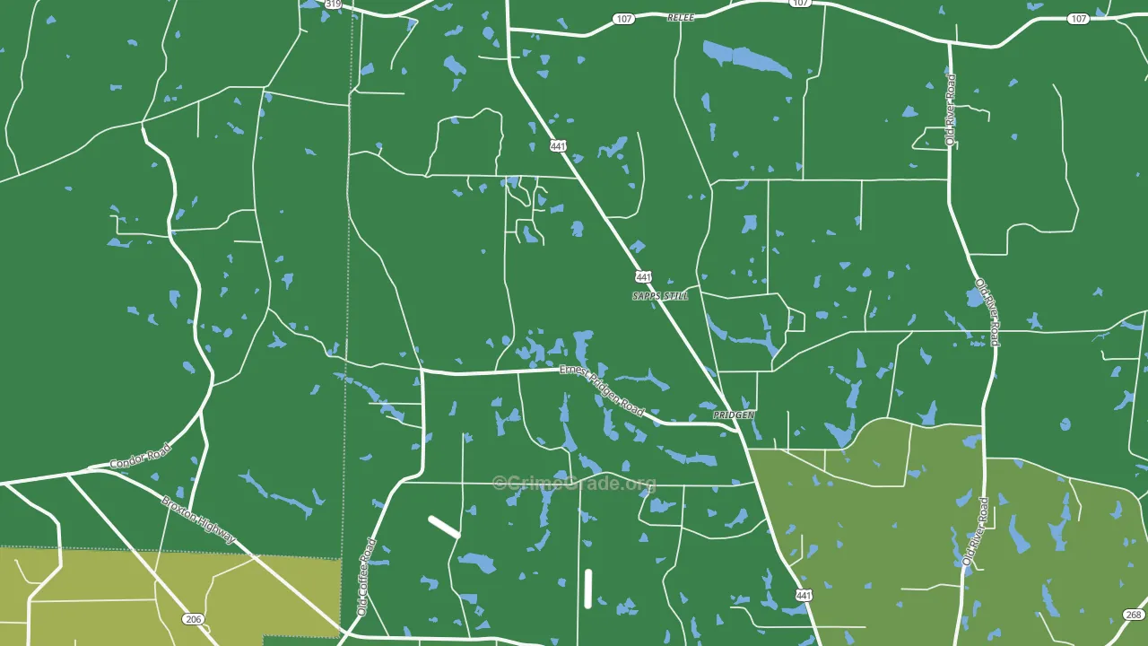 Pridgen, GA Map of Vehicle Theft Rates