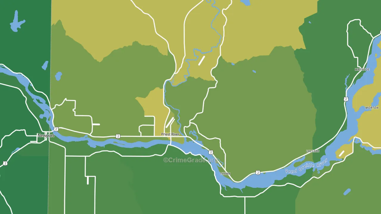 Priest River, ID Map of Vehicle Theft Rates