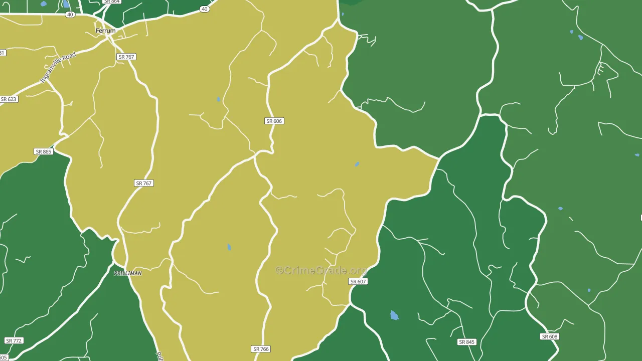 Prilliman, VA Map of Vehicle Theft Rates