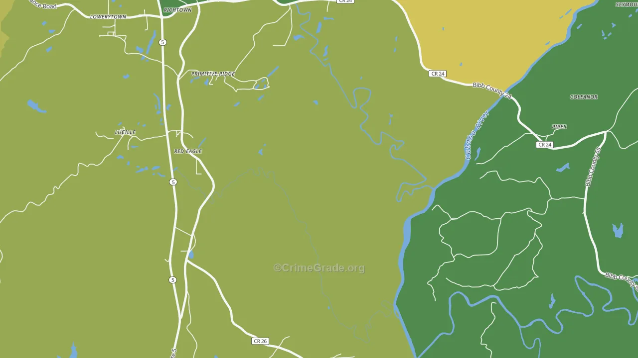 Primitive Ridge, AL Map of Vehicle Theft Rates