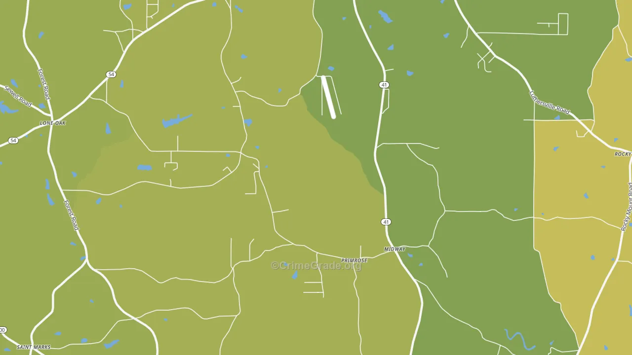Primrose, GA Map of Vehicle Theft Rates