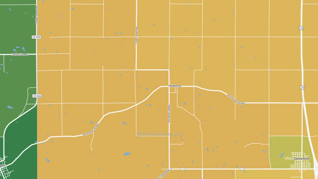 Primrose, IA Map of Vehicle Theft Rates