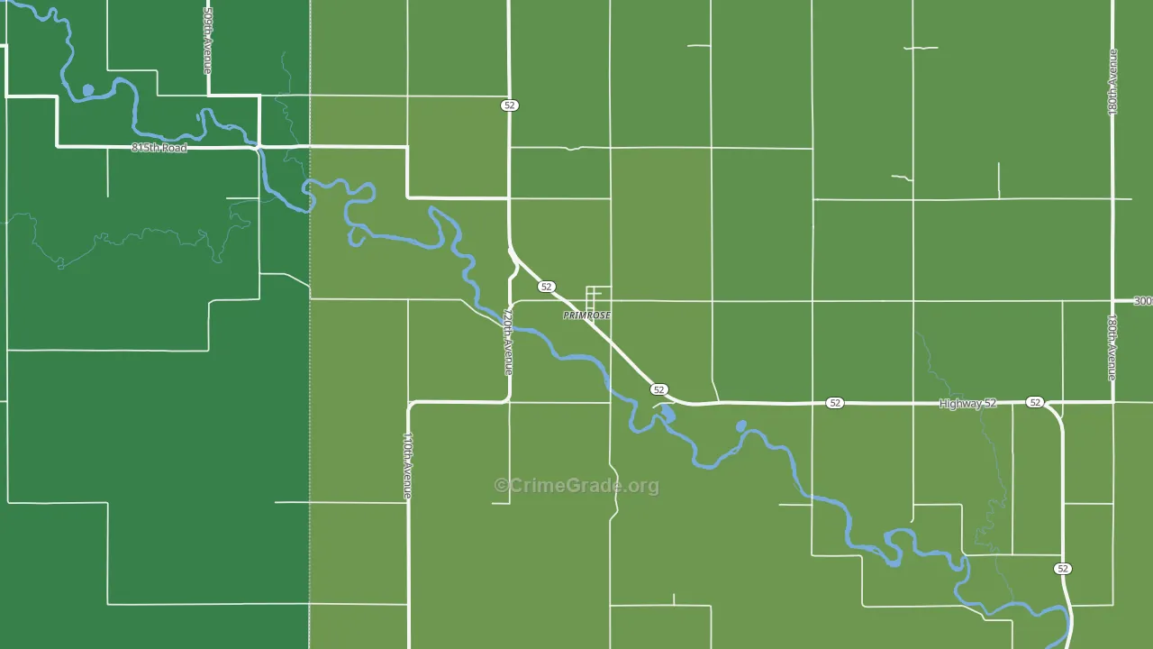 Primrose, NE Map of Vehicle Theft Rates