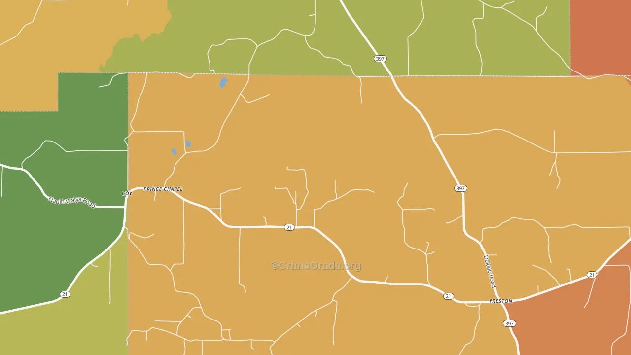 Prince Chapel, MS Map of Vehicle Theft Rates