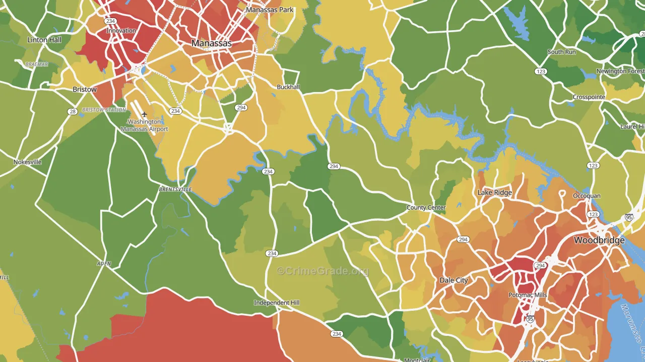 Prince William County, VA Map of Vehicle Theft Rates