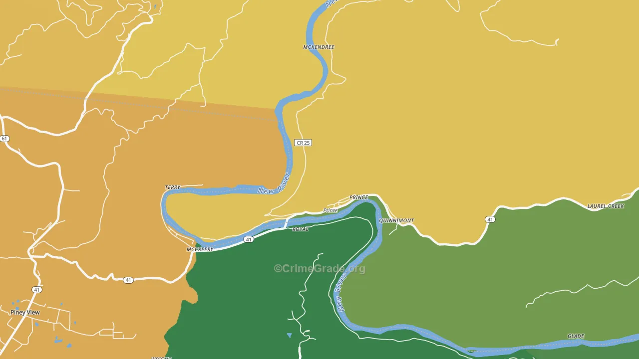Prince, WV Map of Vehicle Theft Rates