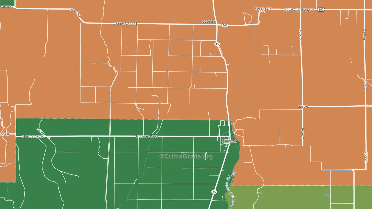 Princeton, CA Map of Vehicle Theft Rates