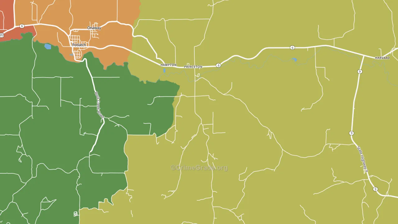 Princeton, ID Map of Vehicle Theft Rates