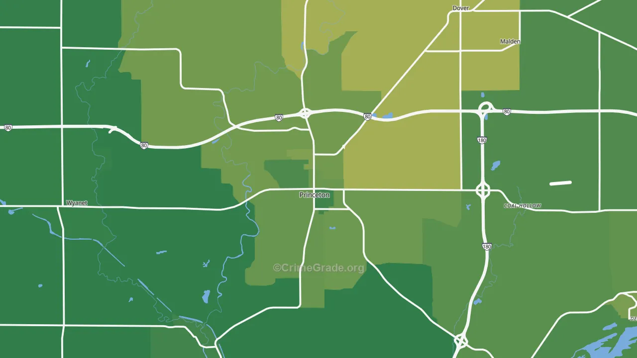Princeton, IL Map of Vehicle Theft Rates