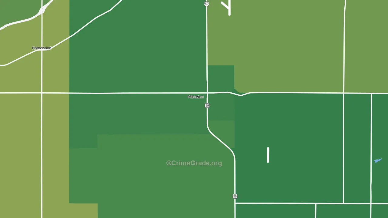 Princeton, KS Map of Vehicle Theft Rates
