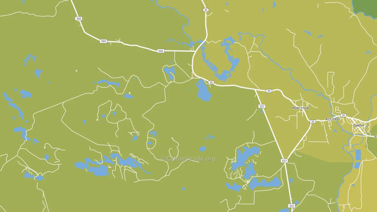 Princeton, MI Map of Vehicle Theft Rates