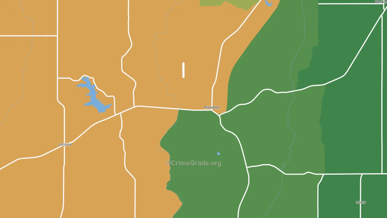 Princeton, MO Map of Vehicle Theft Rates